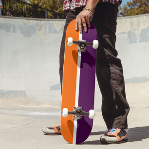 Orange White Purple Plain Colour Block Design  Skateboard