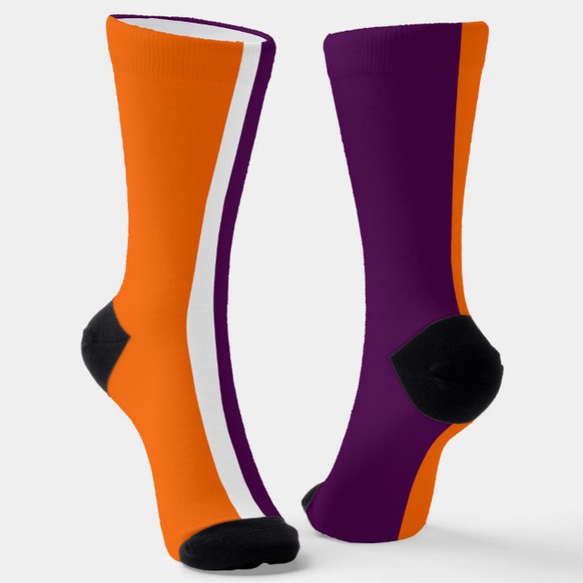 Orange White Purple Plain Colour Block Design  Socks (Creator Uploaded)