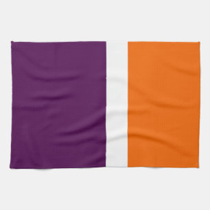 Orange White Purple Plain Colour Block Design Tea Towel