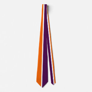 Orange White Purple Plain Colour Block Design Tie