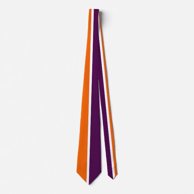 Orange White Purple Plain Colour Block Design  Tie (Front)