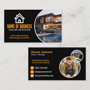 Orange White Renovation Contractor Builder Business Card