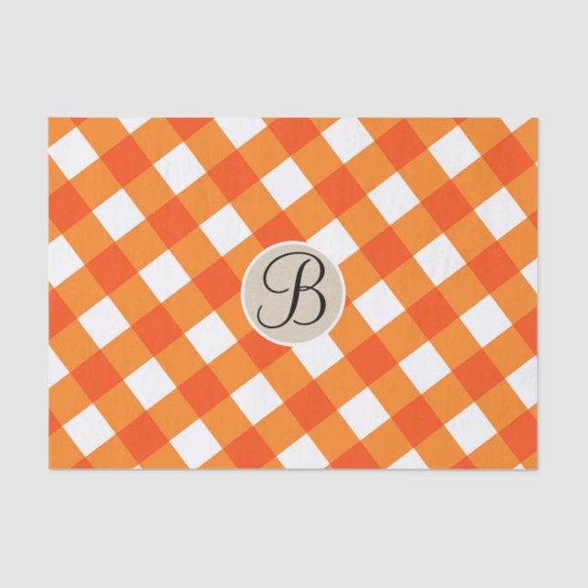 Orange White Rustic Country Fall Monogram Initial Tissue Paper (Front)