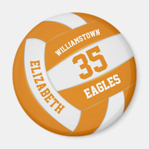 orange white school colours team name volleyball magnet