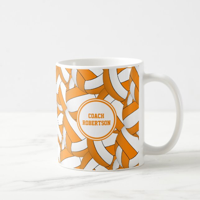 orange white school colours volleyball coach gift coffee mug (Right)
