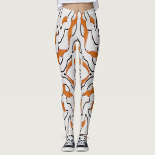 Orange & white seamless "Ratti_Creative_Arts" Leggings