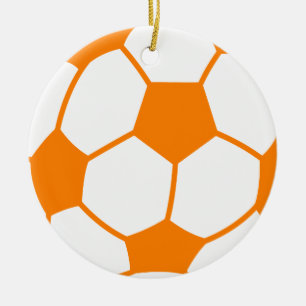 Orange & White Soccer Ceramic Tree Decoration