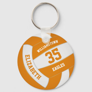 orange white sports team colours volleyball key ring