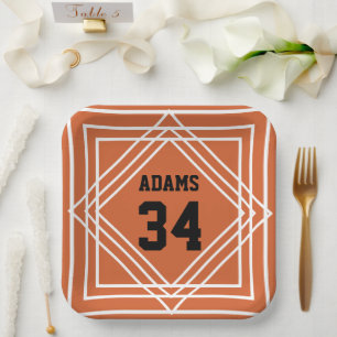 Orange & White Sports Theme Paper Plate