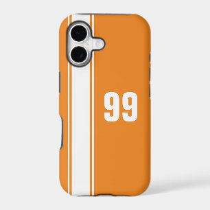 Orange & White Stripe Jersey Numbered iPhone Case