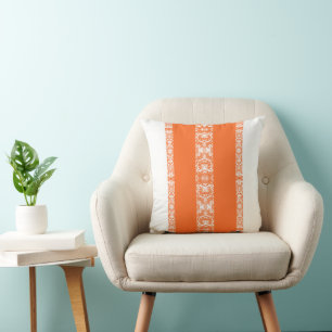Orange & White Striped Cushion