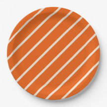 Orange & White Striped Party Plate