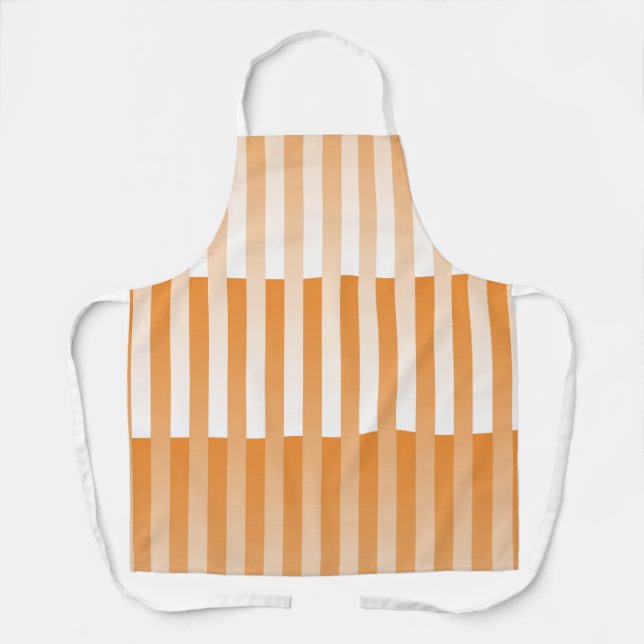 Orange White Striped Pattern Apron (Front)