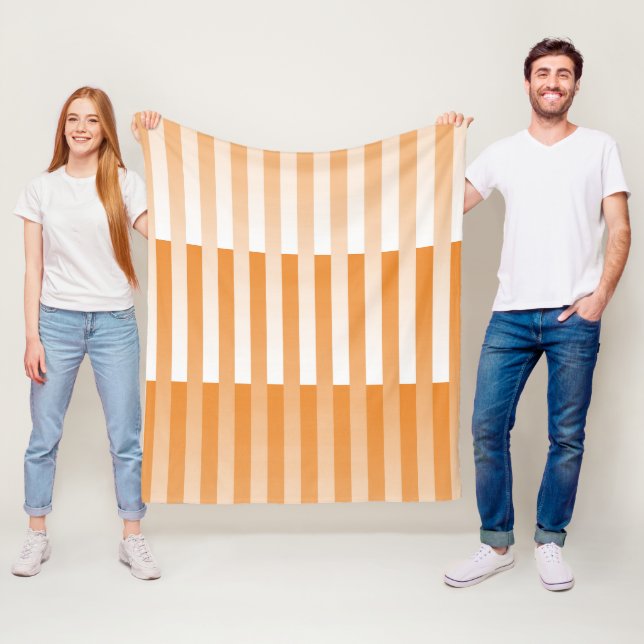 Orange White Striped Pattern Fleece Blanket (In Situ)