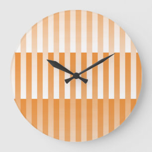 Orange White Striped Pattern Large Clock