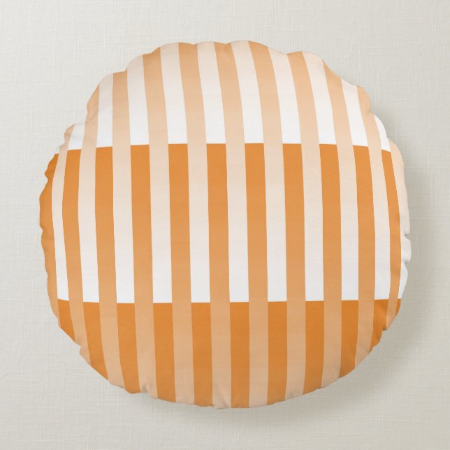 Orange White Striped Pattern Round Cushion (Front)