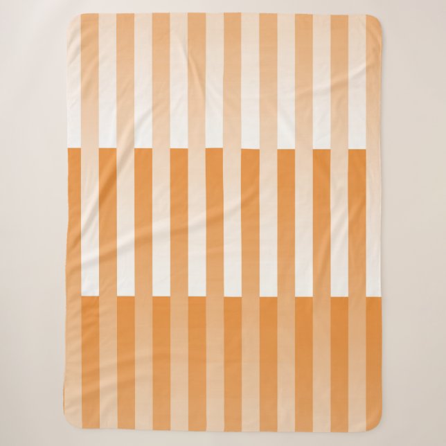 Orange White Striped Pattern Sherpa Blanket (Front)