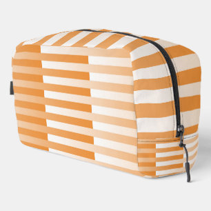 Orange White Striped Pattern Toiletry Bag