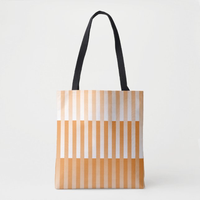Orange White Striped Pattern Tote Bag (Front)