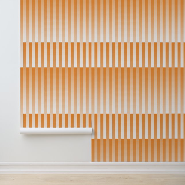 Orange White Striped Pattern Wallpaper (Application)