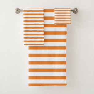 orange & white stripes bath towel set
