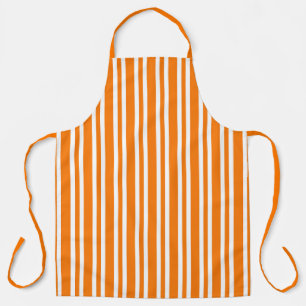 Orange White Stripes Pattern Apron