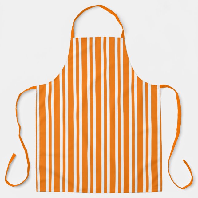 Orange White Stripes Pattern Apron (Front)
