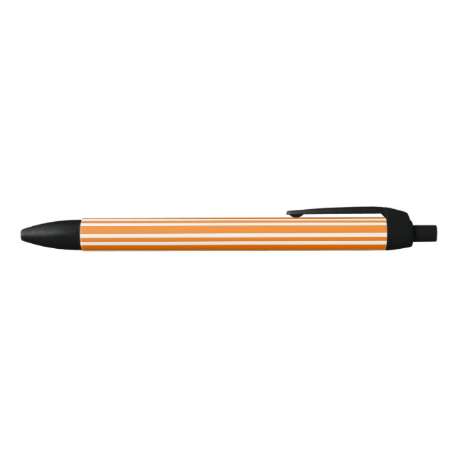 Orange White Stripes Pattern Black Ink Pen (Top)