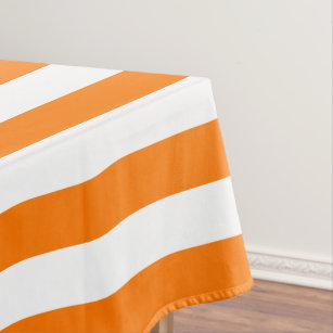 Orange White Stripes Pattern Cheerful Party Decor Tablecloth