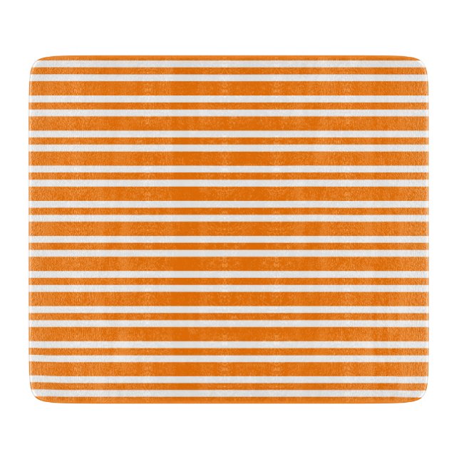 Orange White Stripes Pattern Cutting Board (Front)