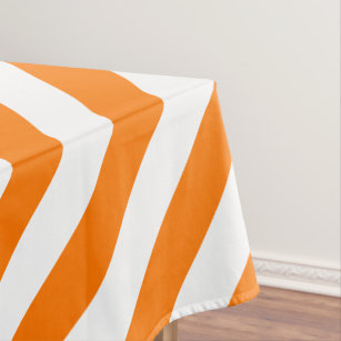 Orange White Stripes Pattern Halloween Party Decor Tablecloth