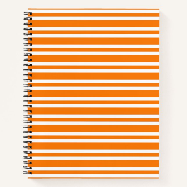 Orange White Stripes Pattern Notebook (Front)