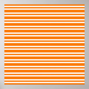 Orange White Stripes Pattern Poster