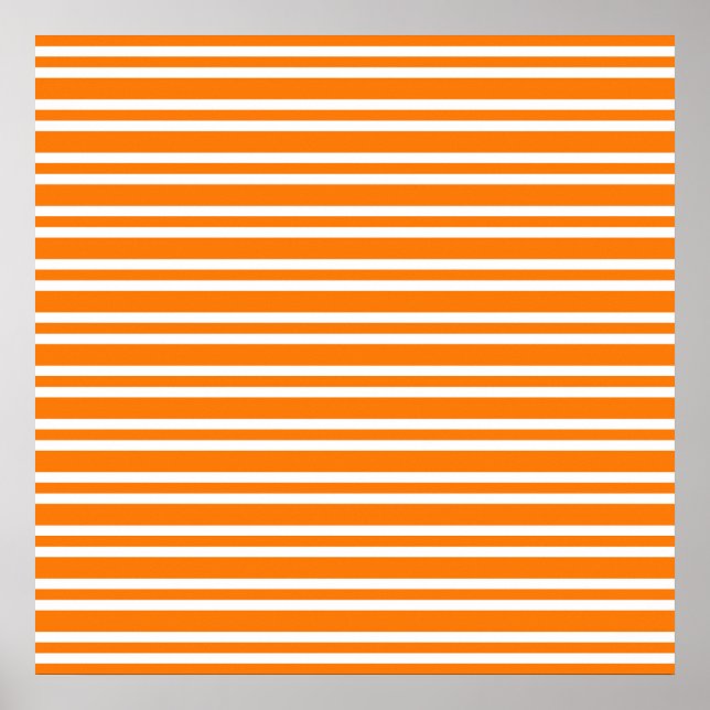 Orange White Stripes Pattern Poster (Front)