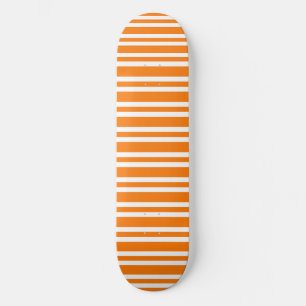 Orange White Stripes Pattern Skateboard