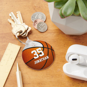 orange white team colours realistic basketball key ring