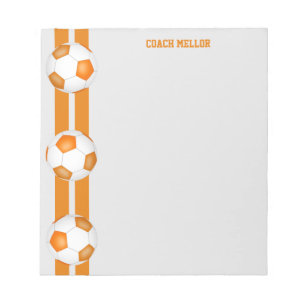 orange white team colours soccer coach custom notepad