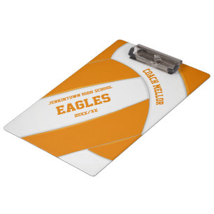 orange white team colours volleyball coach clipboard