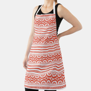 Orange White Tribal Pattern African Apron