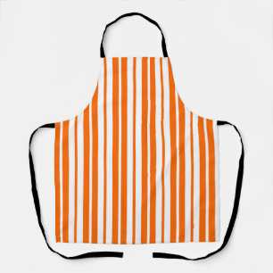 Orange White Vertical Stripes Pattern Apron