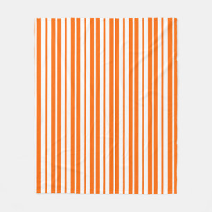 Orange White Vertical Stripes Pattern Fleece Blanket