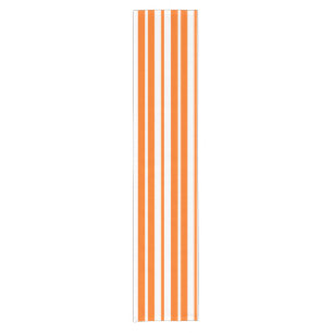 Orange White Vertical Stripes Pattern Short Table Runner