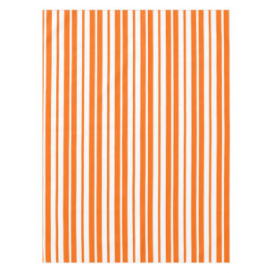 Orange White Vertical Stripes Pattern Tablecloth