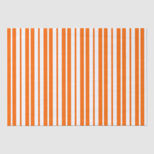 Orange White Vertical Stripes Pattern Tissue Paper