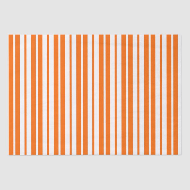 Orange White Vertical Stripes Pattern Tissue Paper (Front)