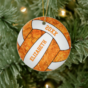 orange white volleyball team colours girly ceramic ornament