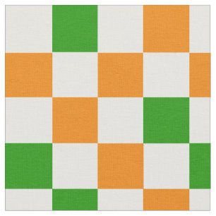 Orange White Yellow Checkered Pattern Design  Fabric