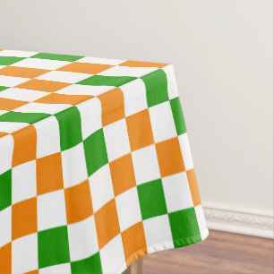 Orange White Yellow Checkered Pattern Design  Tablecloth