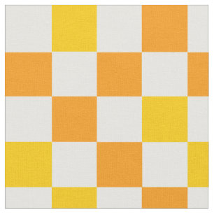 Orange White Yellow Chequered Pattern Design  Fabric