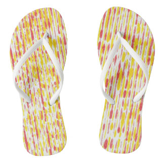 Orange White Yellow Rain Stripes Trendy Flip Flops